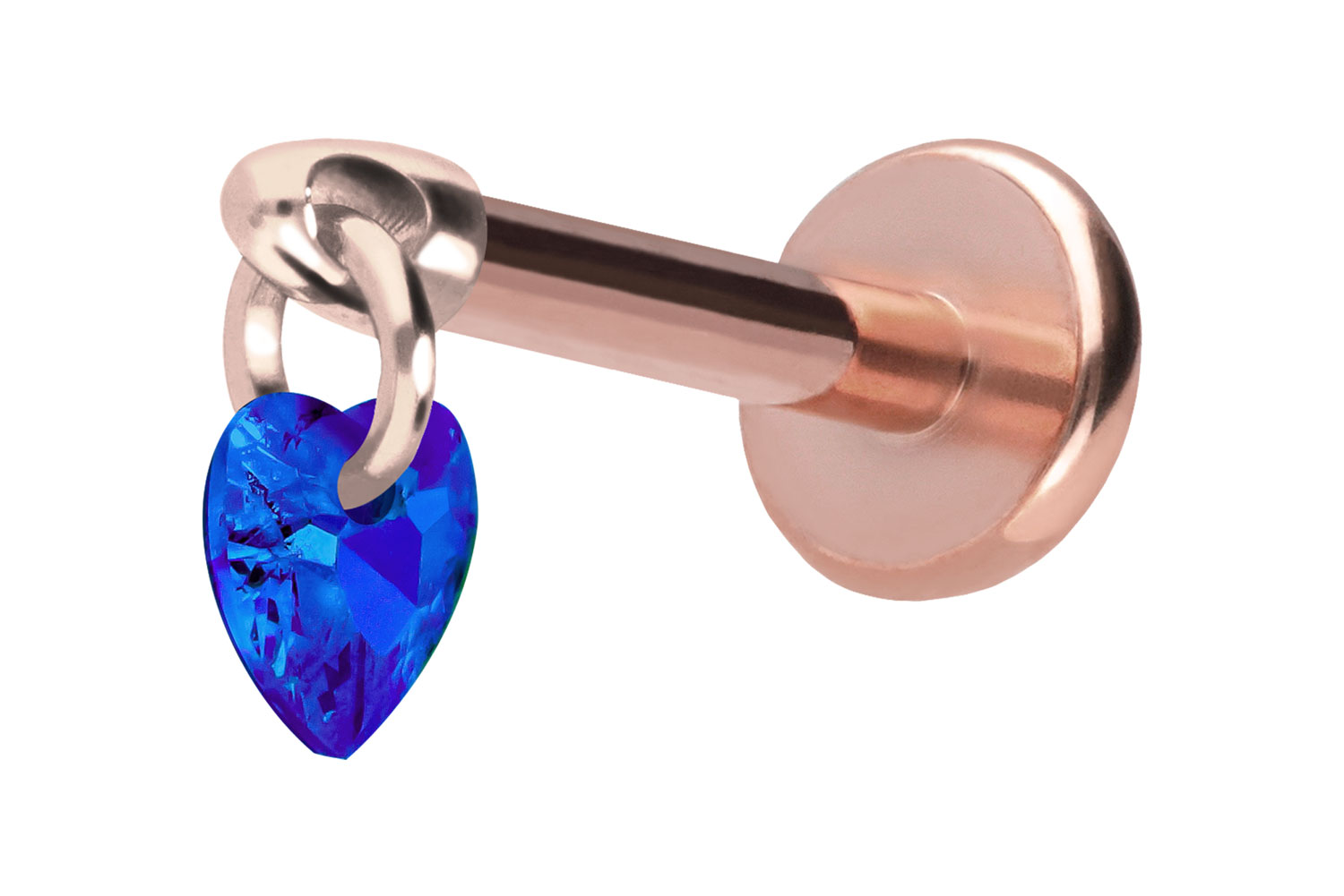 Titan Labret Piercing mit Push Fit KRISTALLHERZ